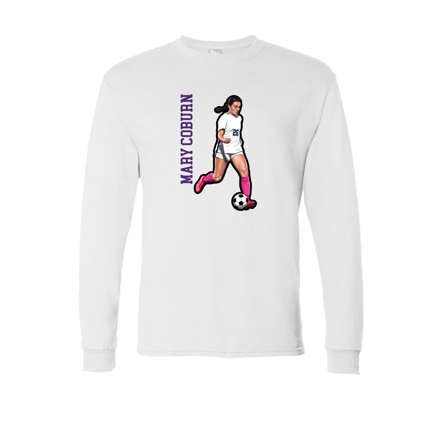 Long Sleeve Tee — Name Vertical in White