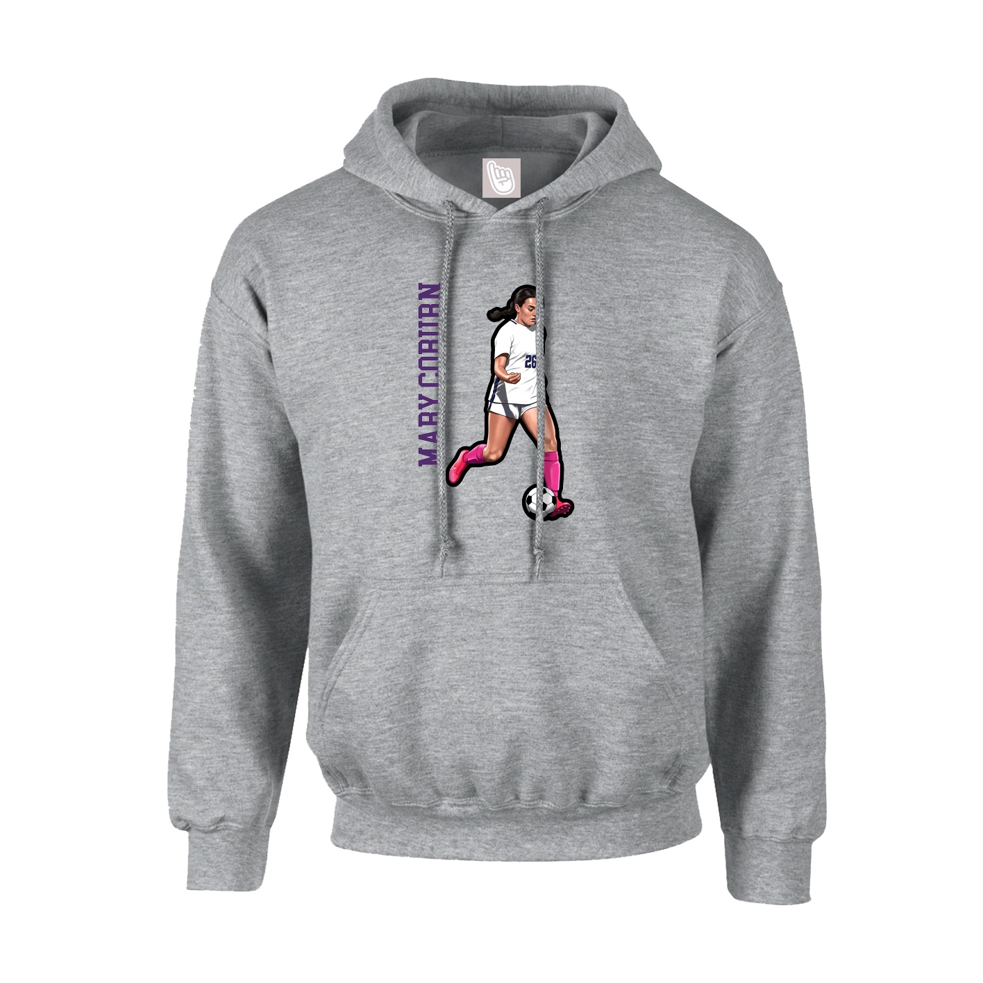 Hoodie — Name Vertical in Grey