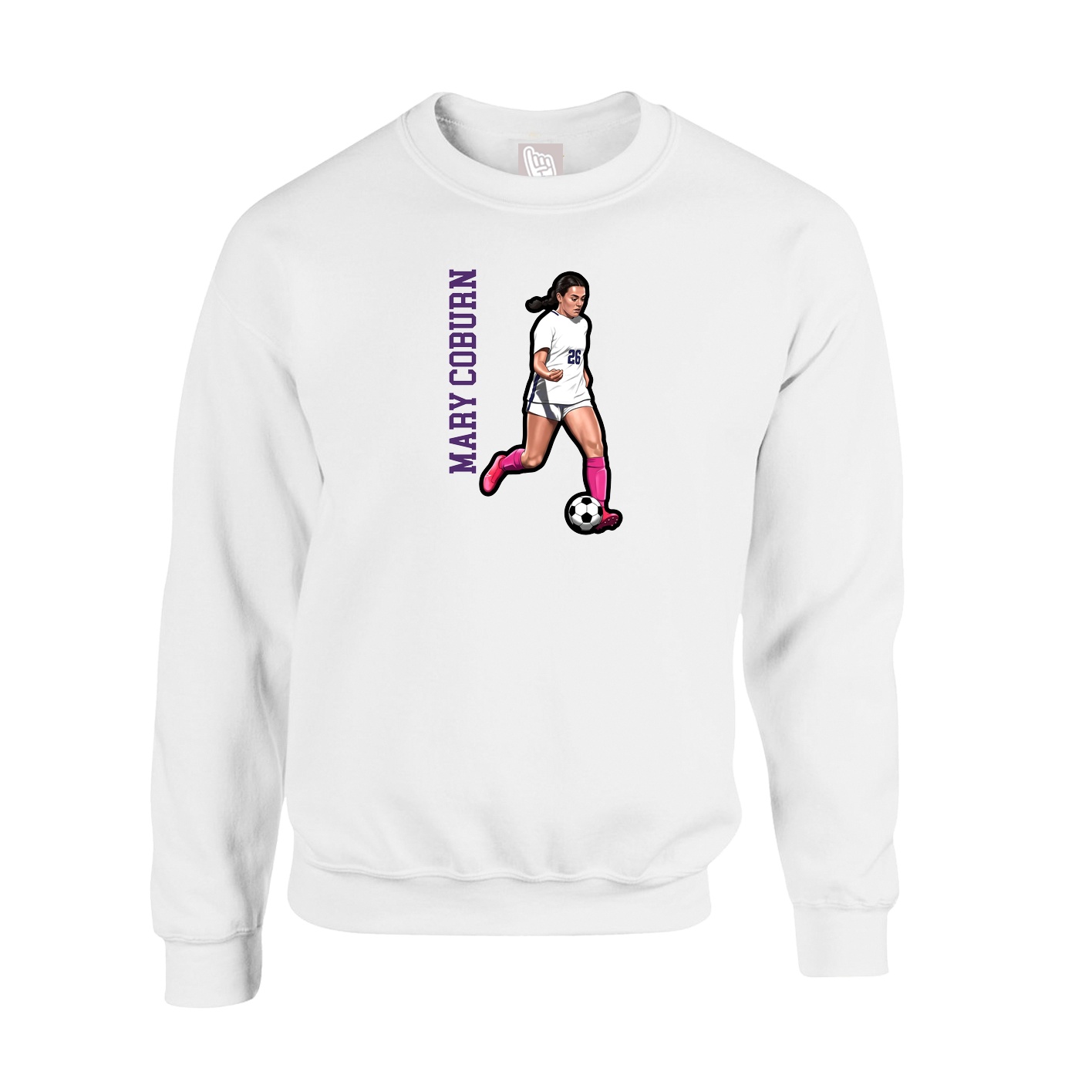 Fleece Crew — Name Vertical in White