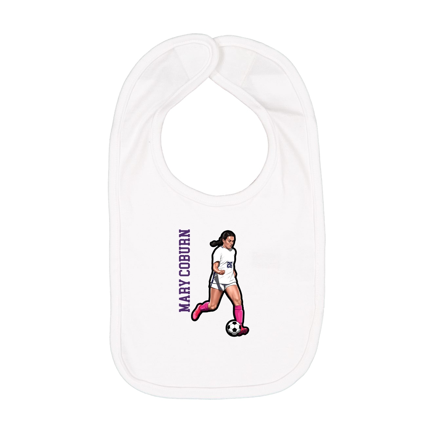 Infant Bib — Name Vertical in White