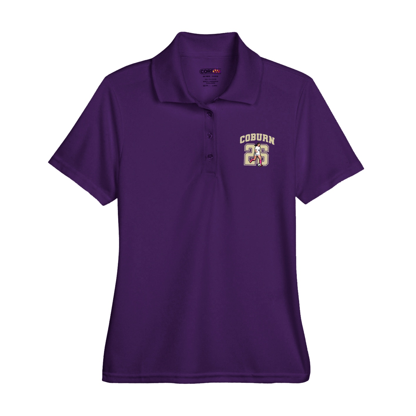 Womens Performance Polo — Number in Purple