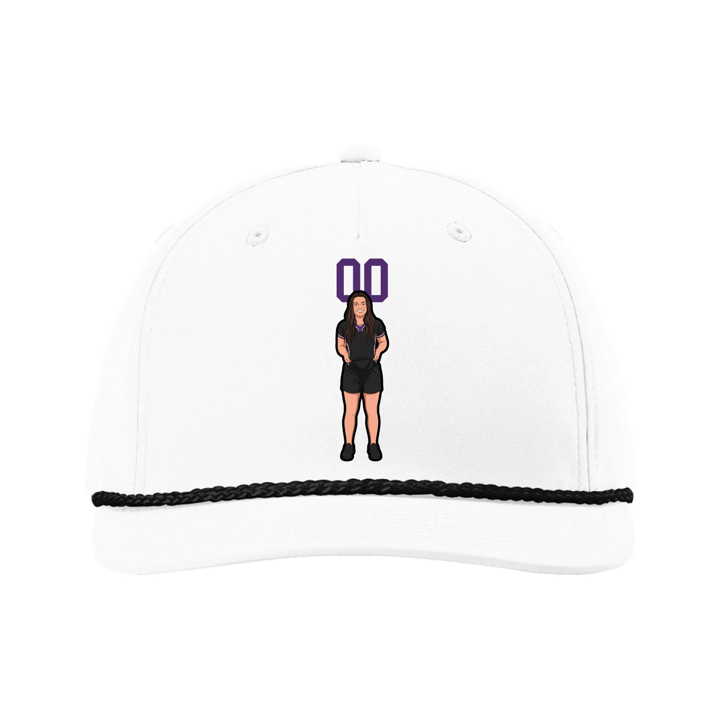 Five-Panel Classic Rope Cap — Number Top in White