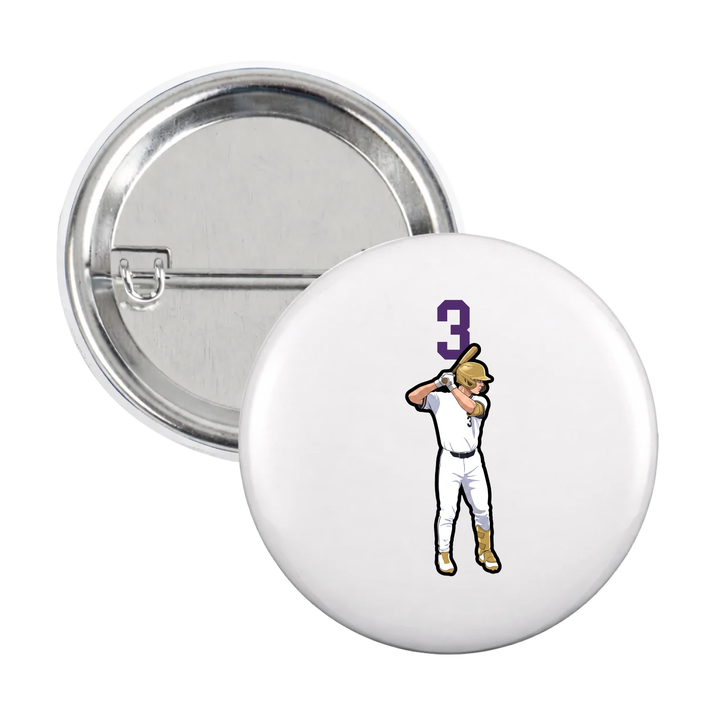 Game Day Button — Number Top in White