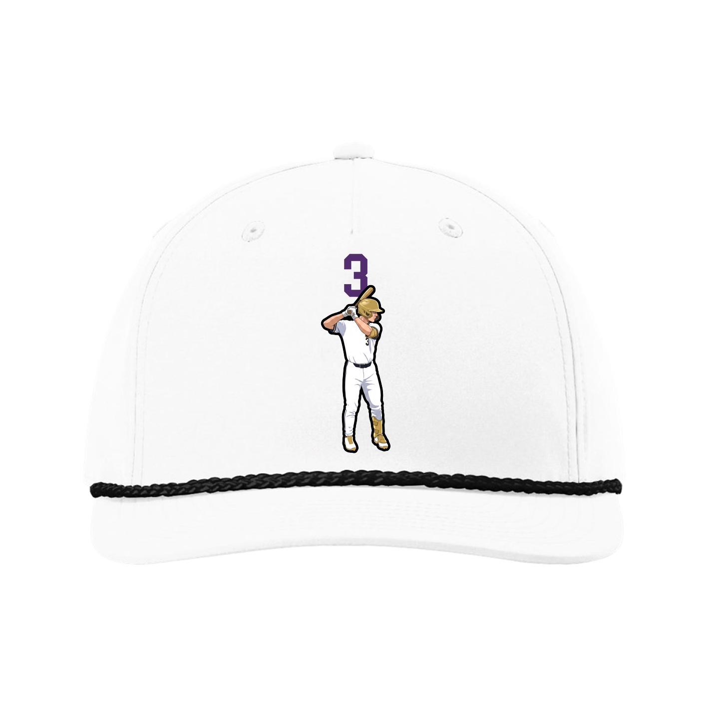 Five-Panel Classic Rope Cap — Number Top in White