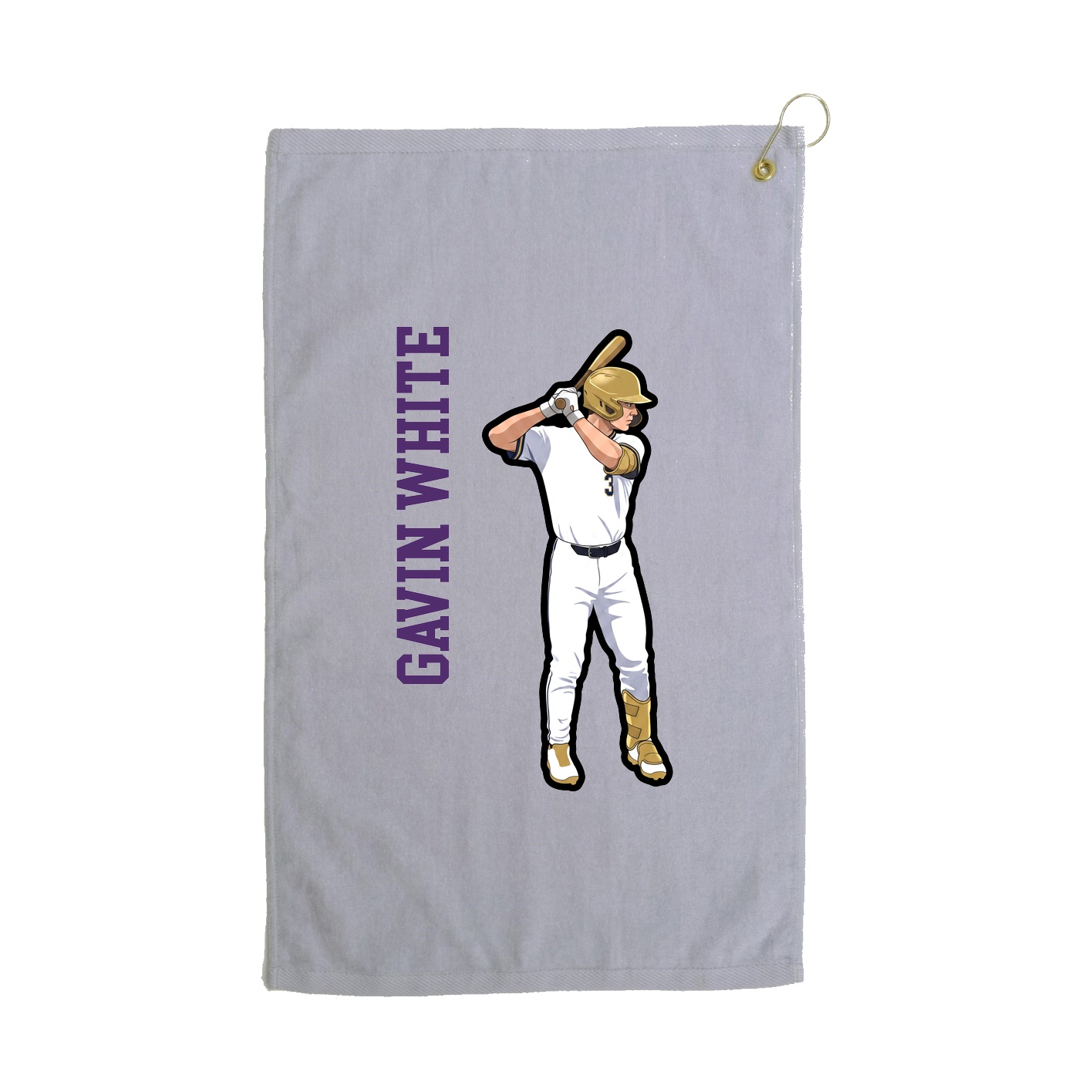 Golf Towel — Name Vertical in Grey