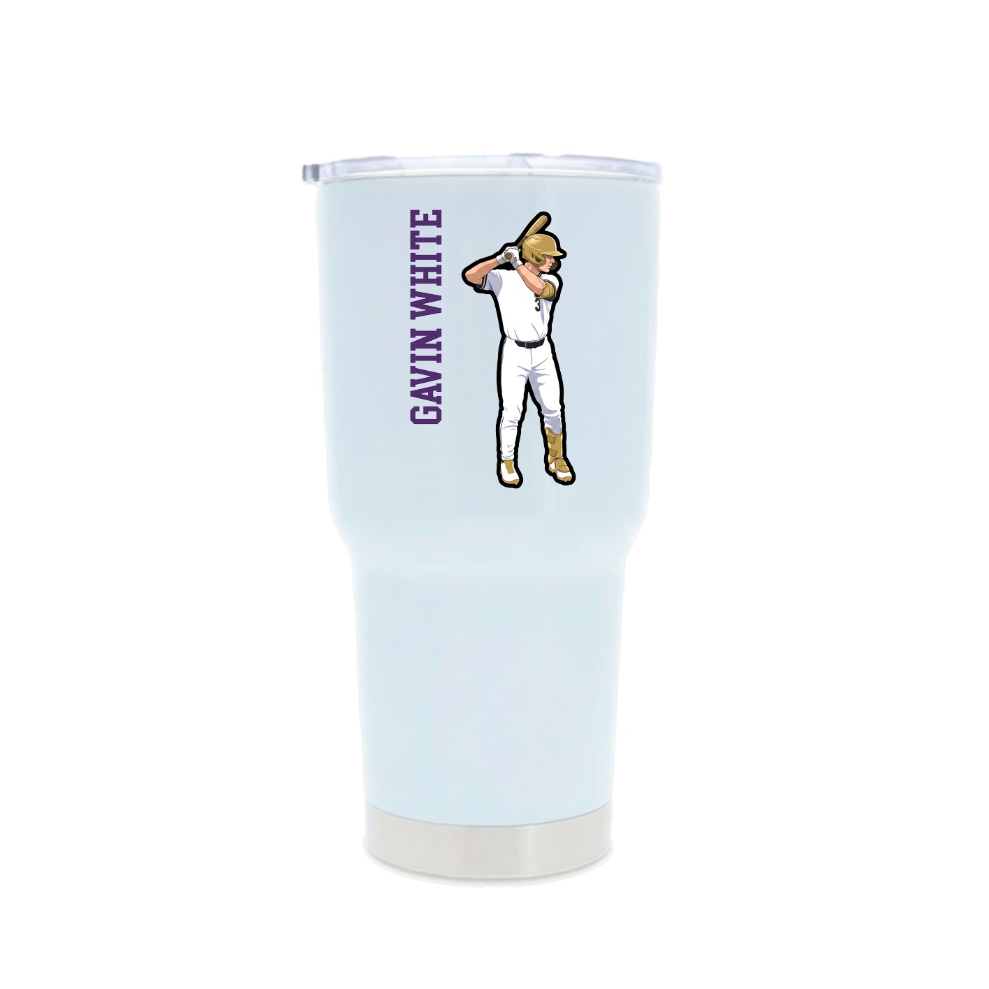 30oz Stainless Steel Tumbler — Name Vertical in White