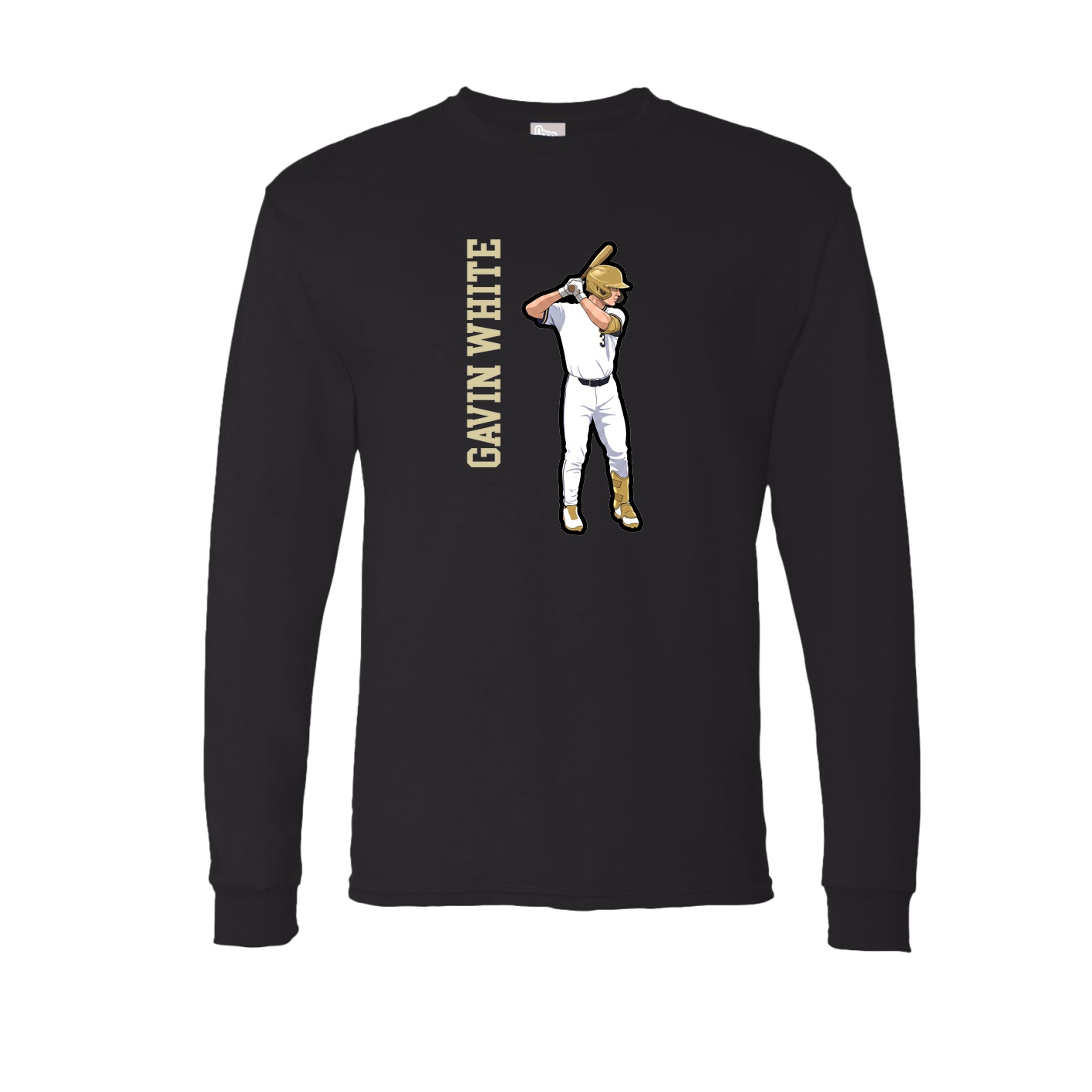 Long Sleeve Tee — Name Vertical in Black