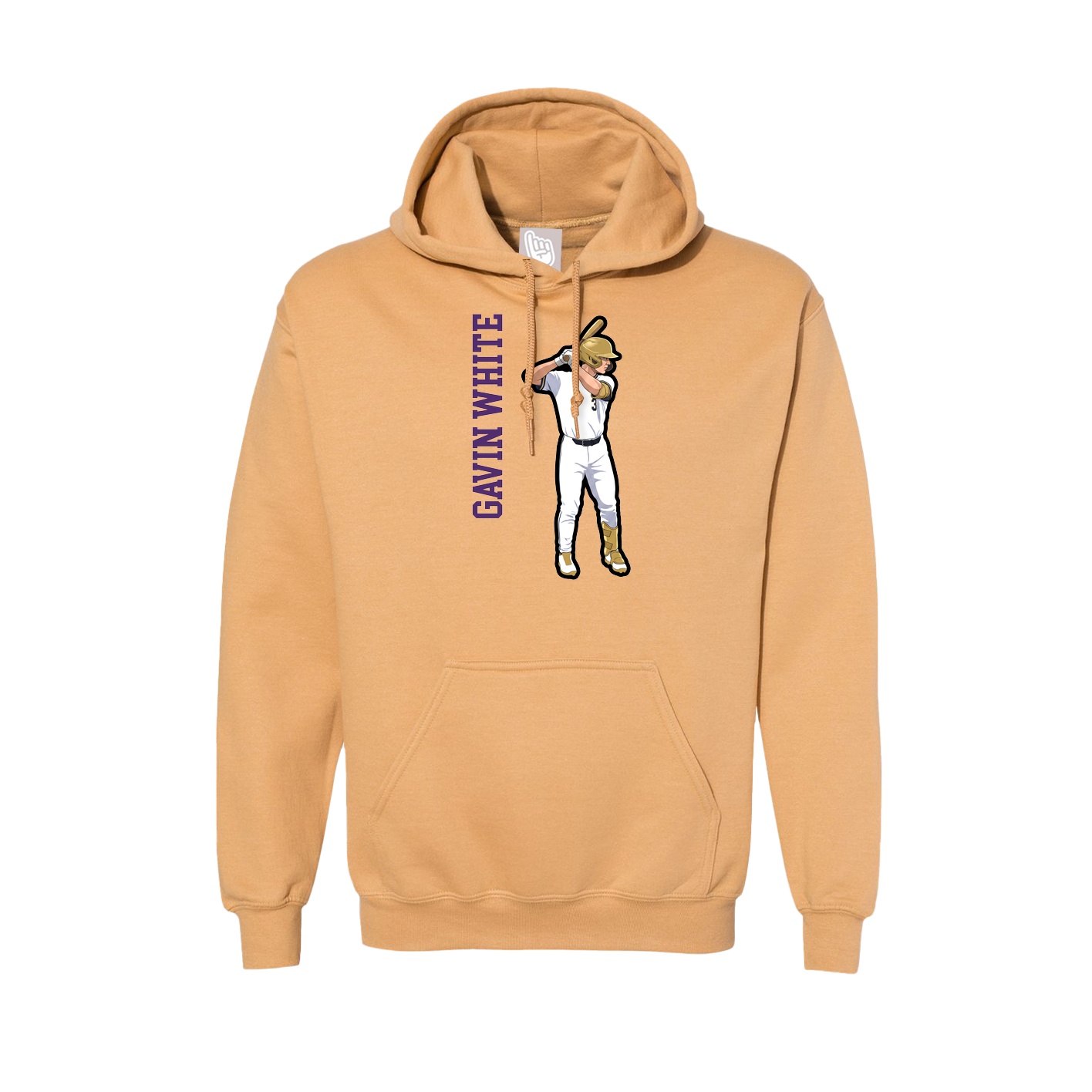Hoodie — Name Vertical in Vegas Gold