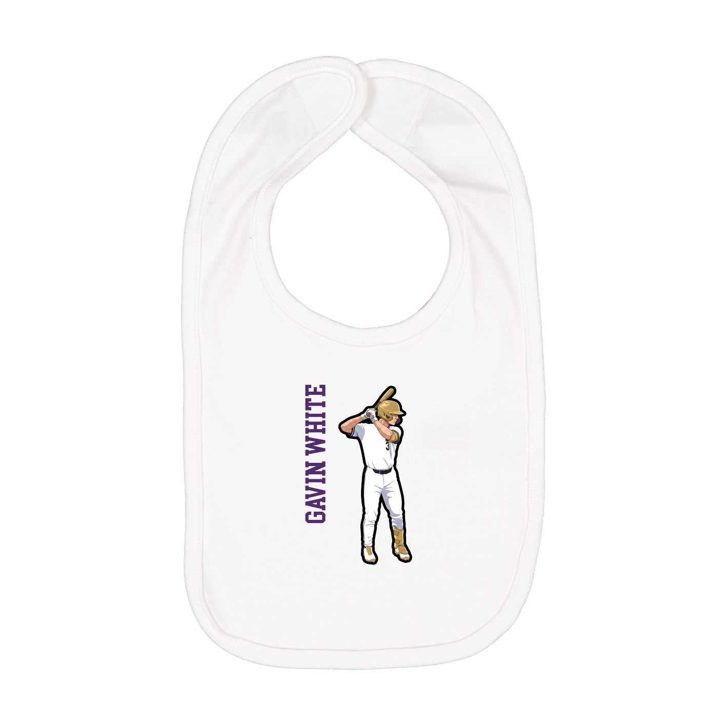 Infant Bib — Name Vertical in White