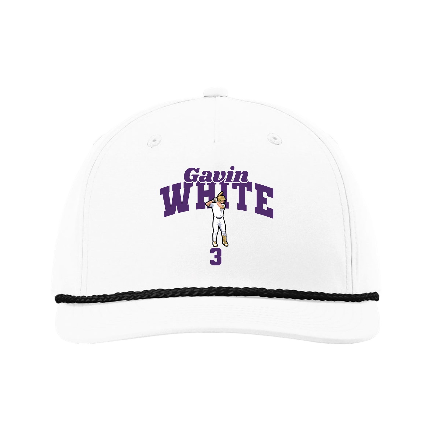 Five-Panel Classic Rope Cap — Signature Arch in White