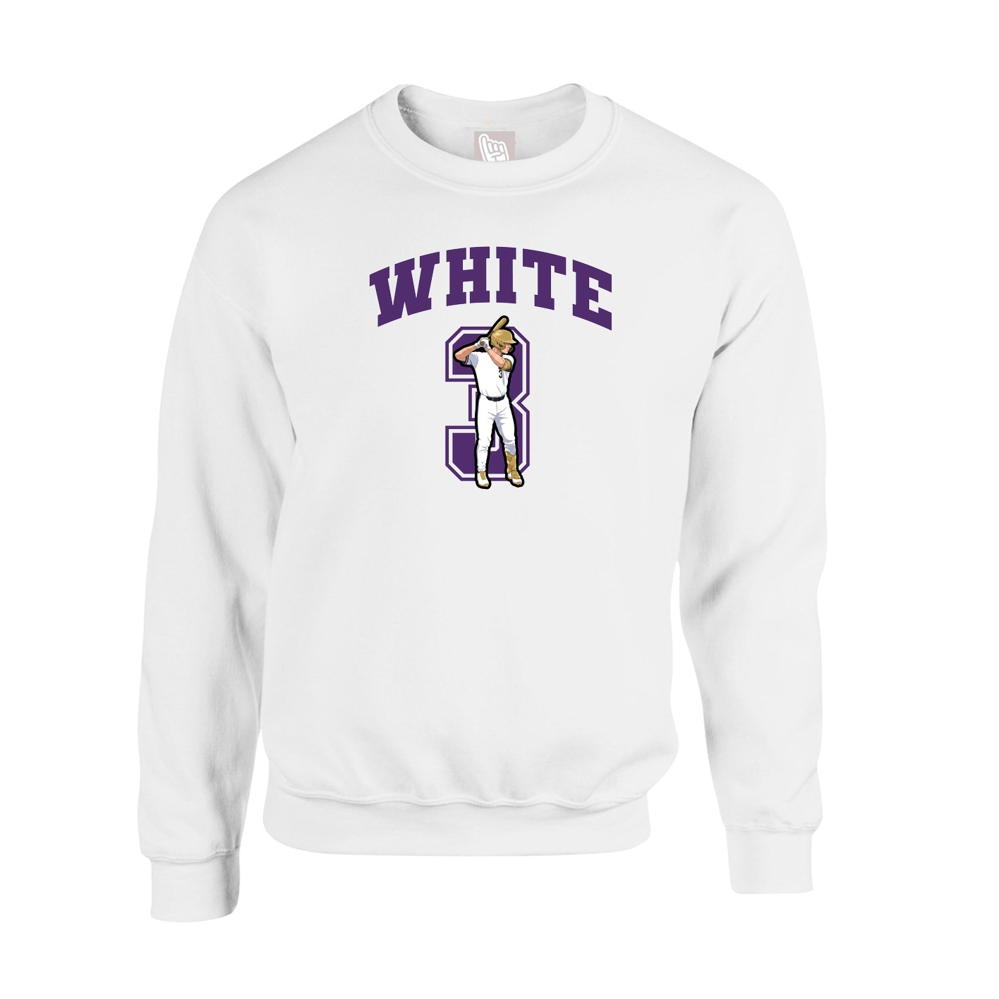 Fleece Crew — Number in White