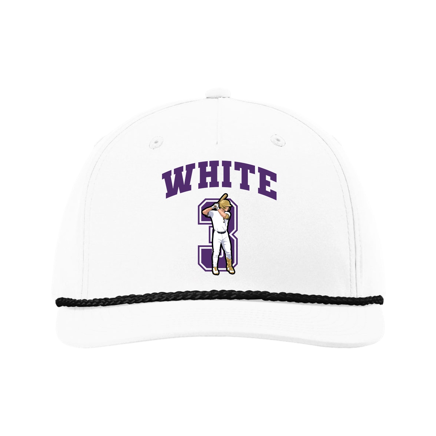 Five-Panel Classic Rope Cap — Number in White