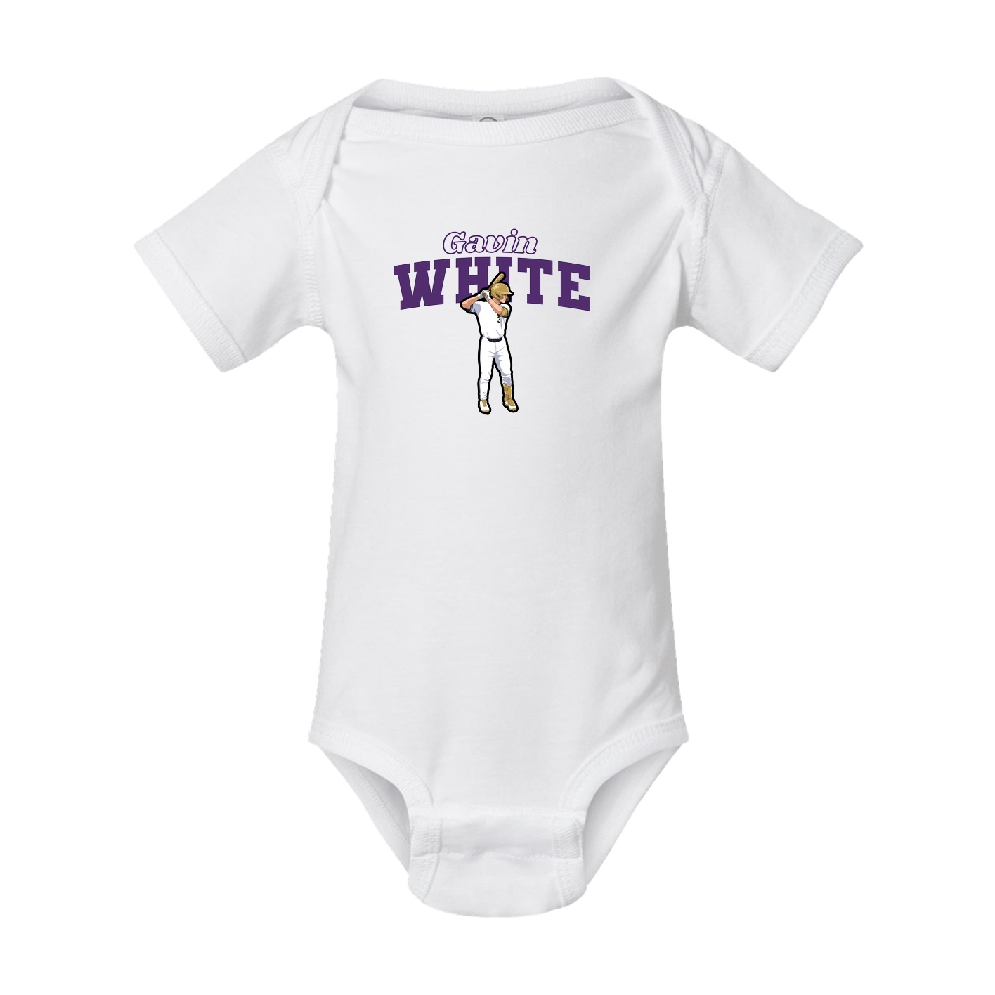 Baby Onesie — Name Arch in White