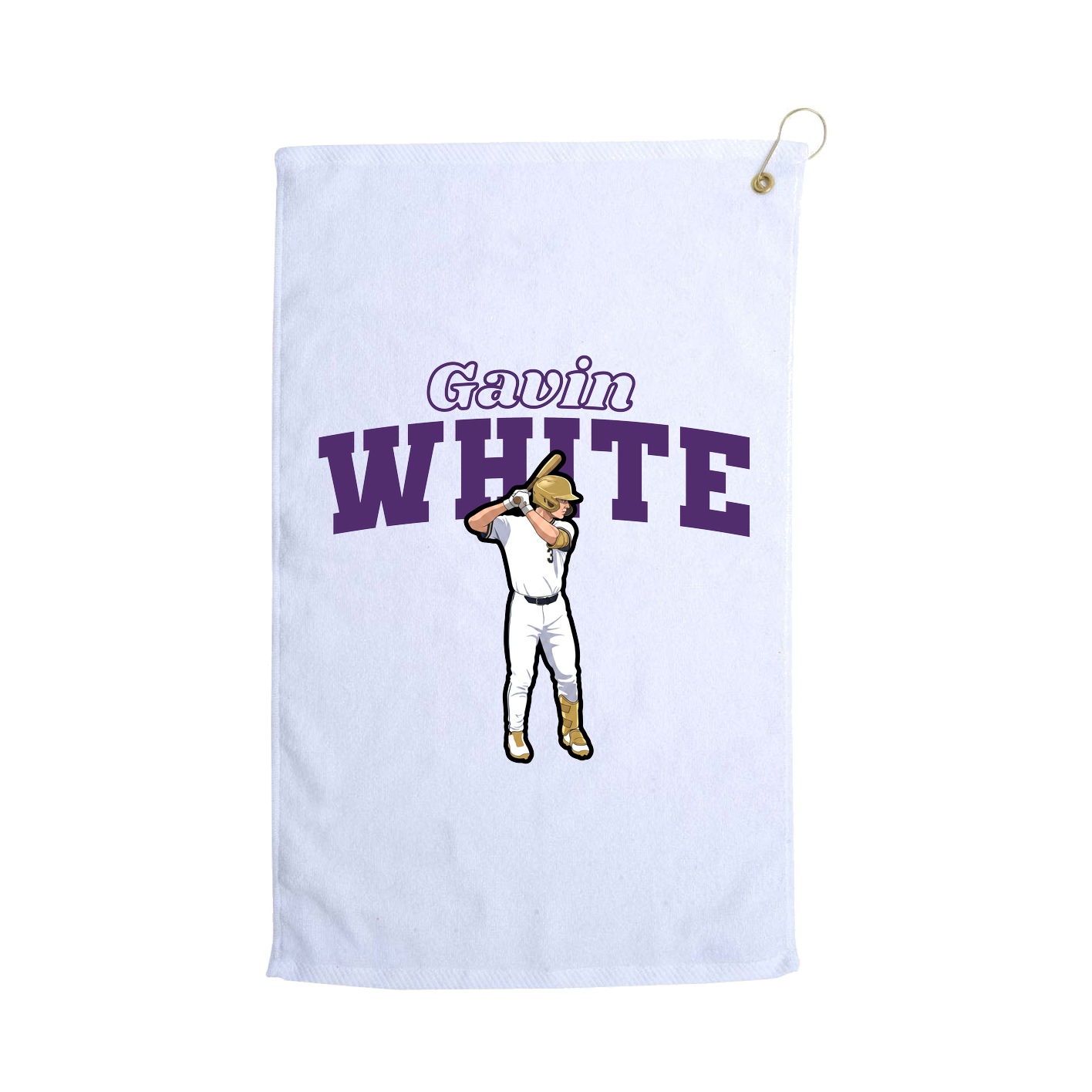Golf Towel — Name Arch in White