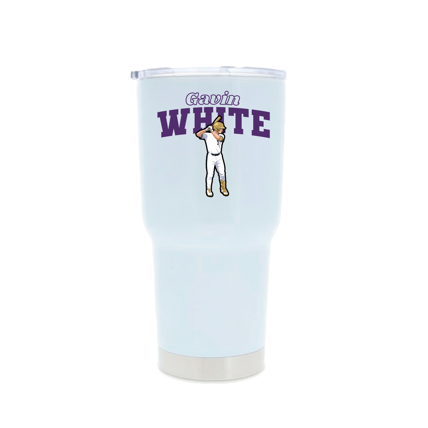 30oz Stainless Steel Tumbler — Name Arch in White