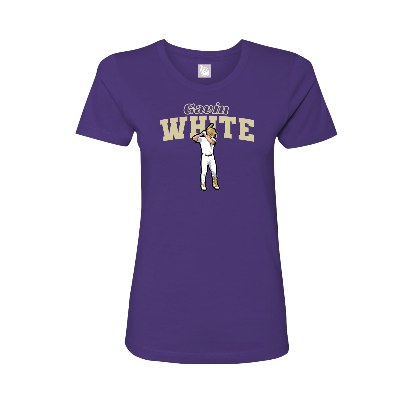Fitted Women's Tee — Name Arch in Purple