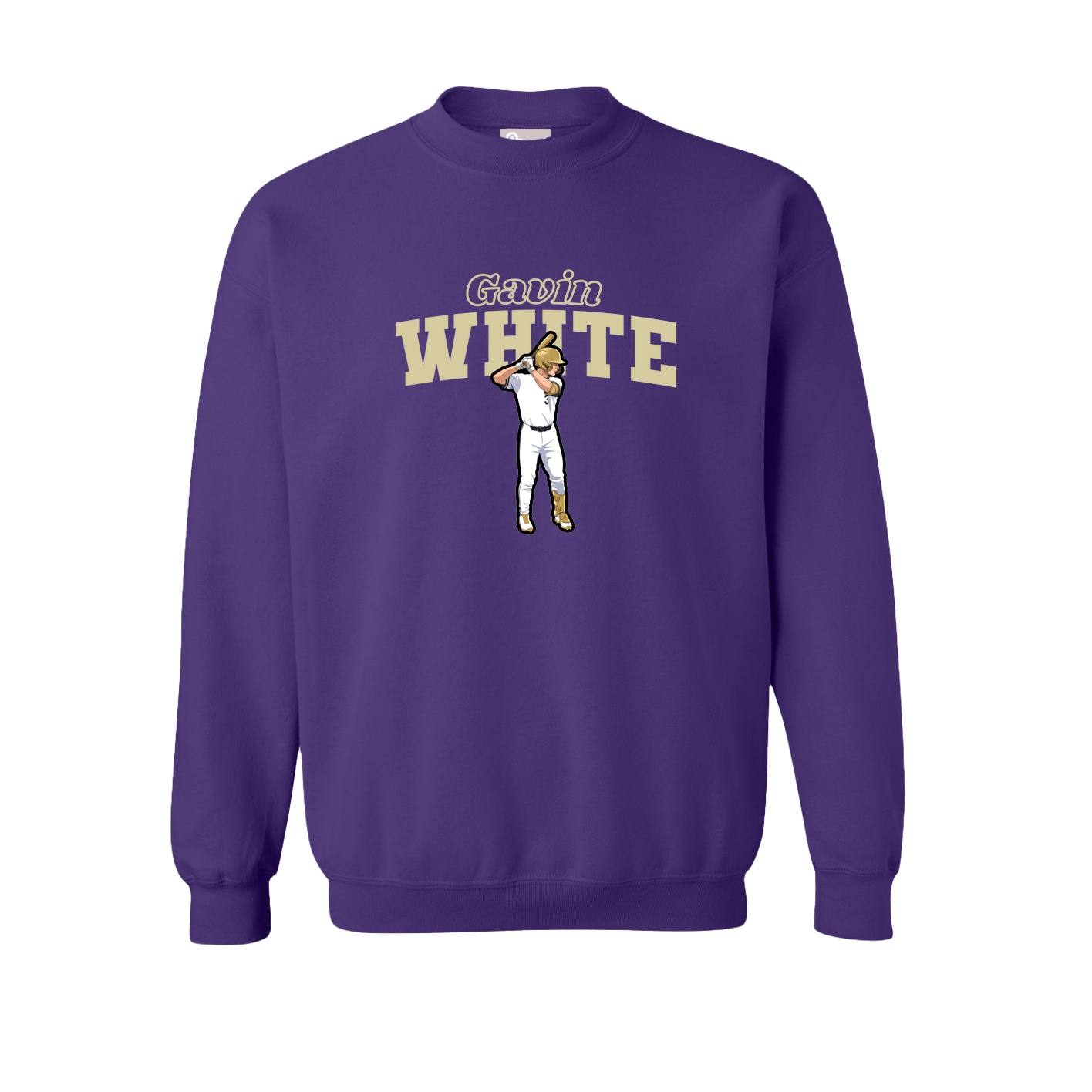 Fleece Crew — Name Arch in Purple