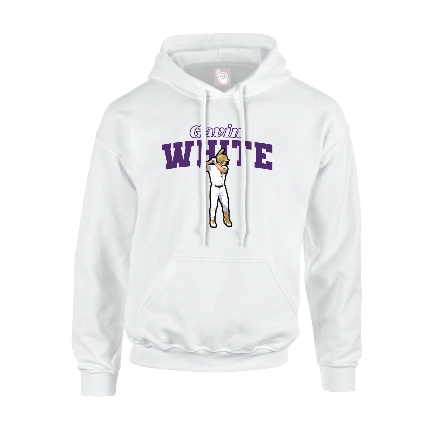 Youth Hoodie — Name Arch in White