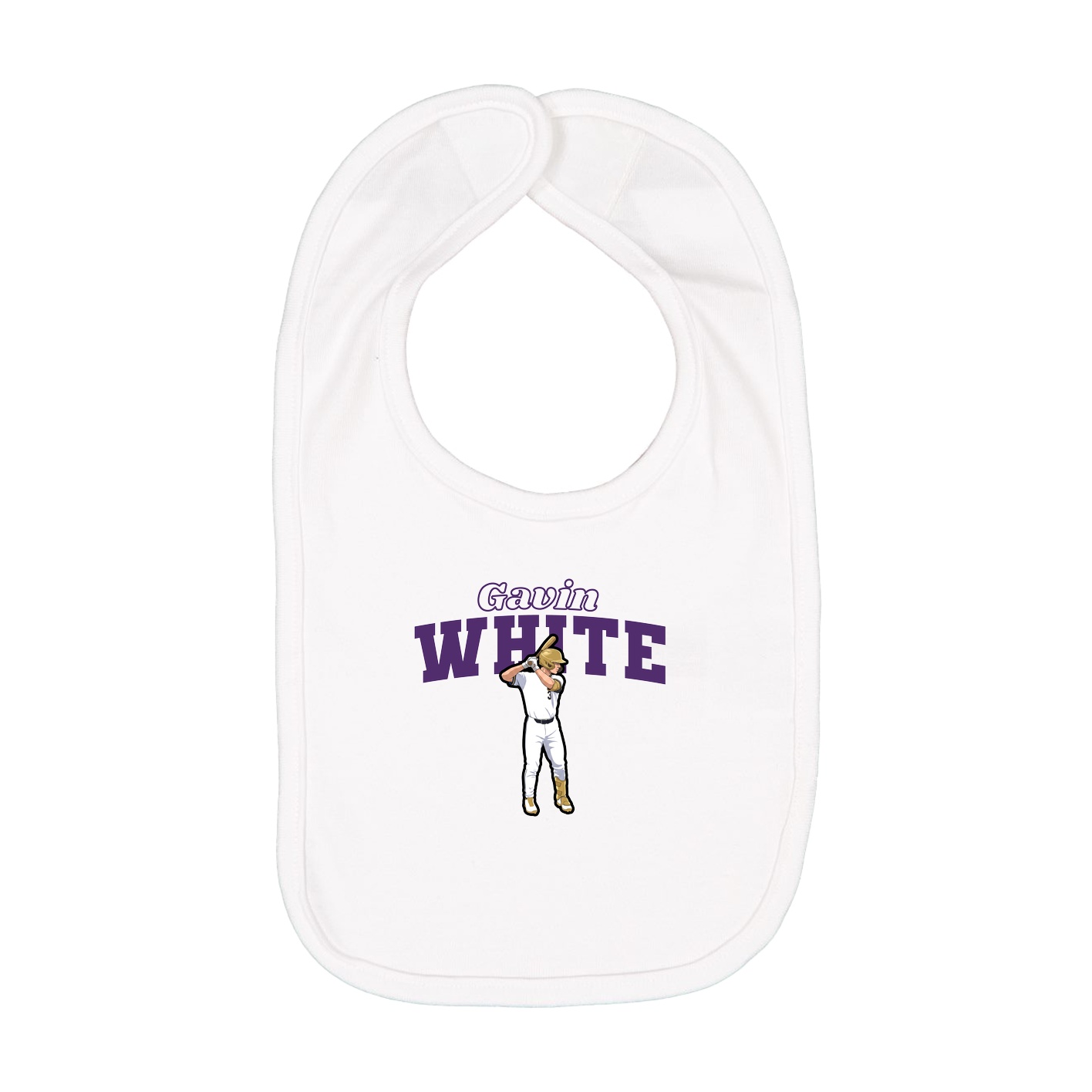 Infant Bib — Name Arch in White