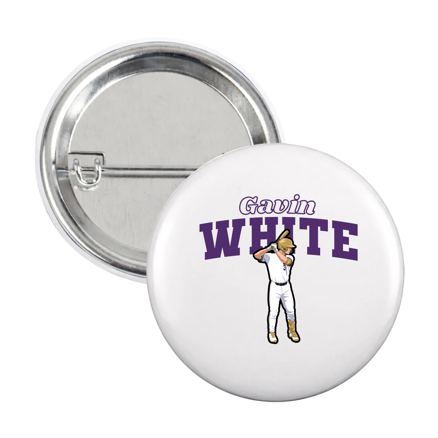 Game Day Button — Name Arch in White