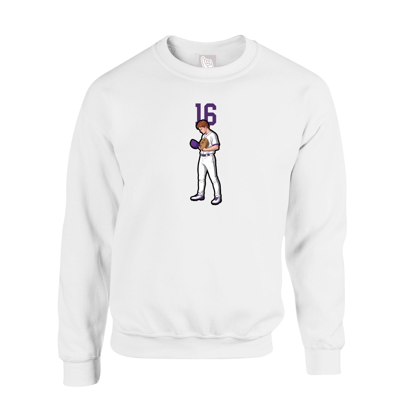 Fleece Crew — Number Top in White