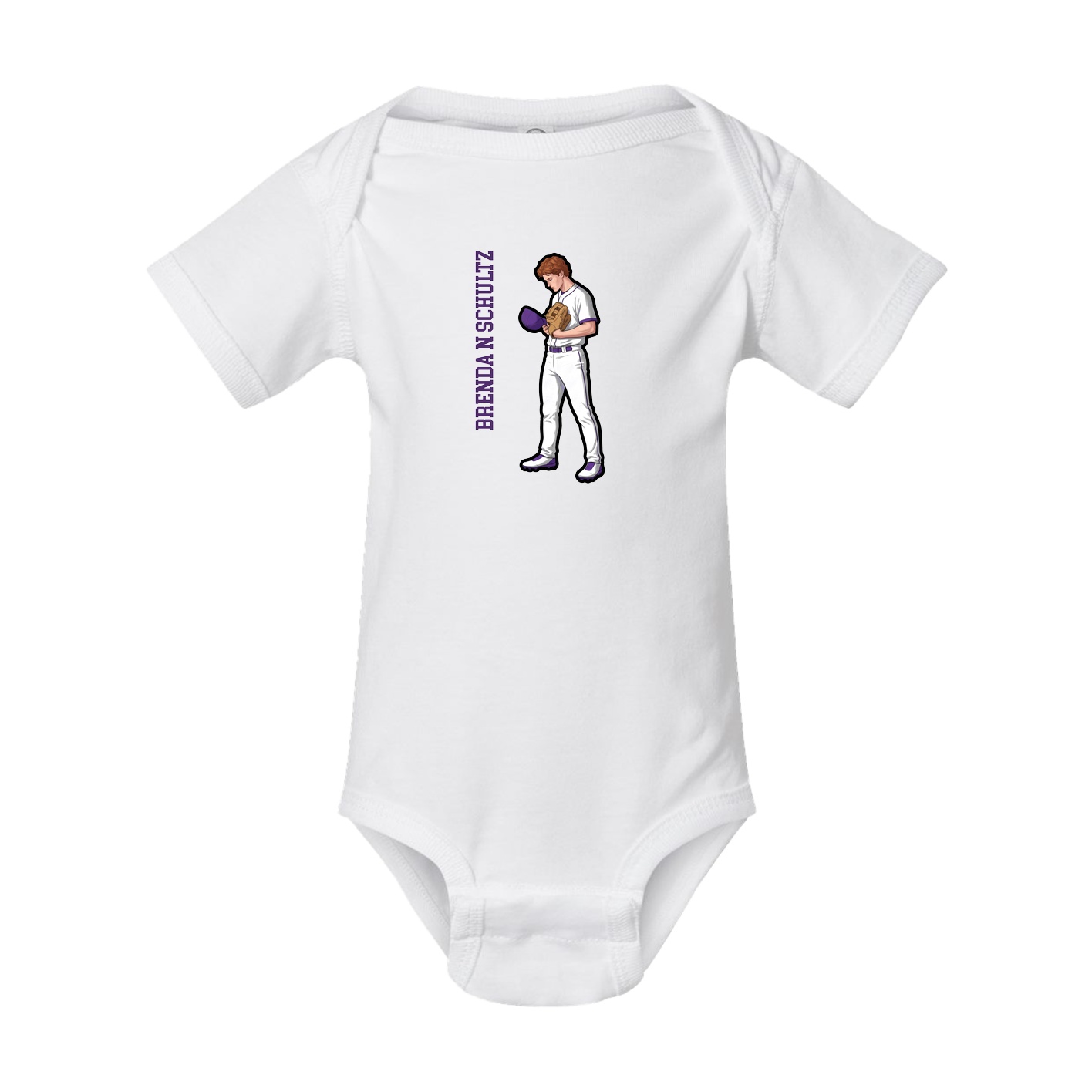 Baby Onesie — Name Vertical in White
