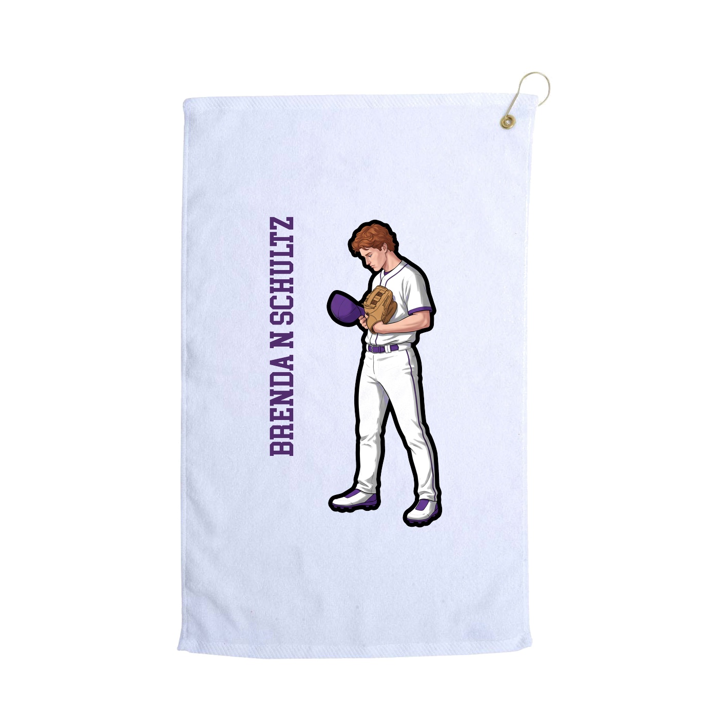 Golf Towel — Name Vertical in White