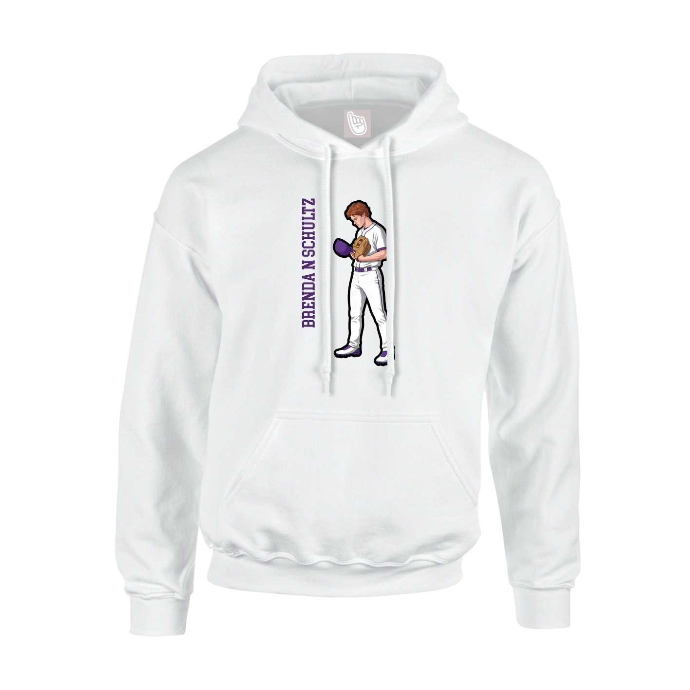 Youth Hoodie — Name Vertical in White
