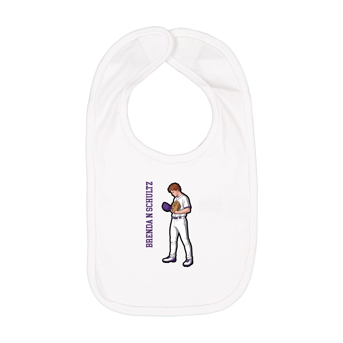 Infant Bib — Name Vertical in White