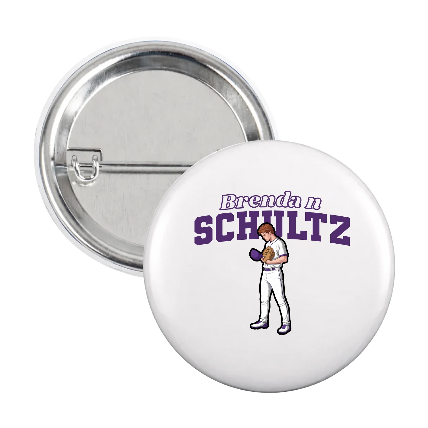 Game Day Button — Name Arch in White