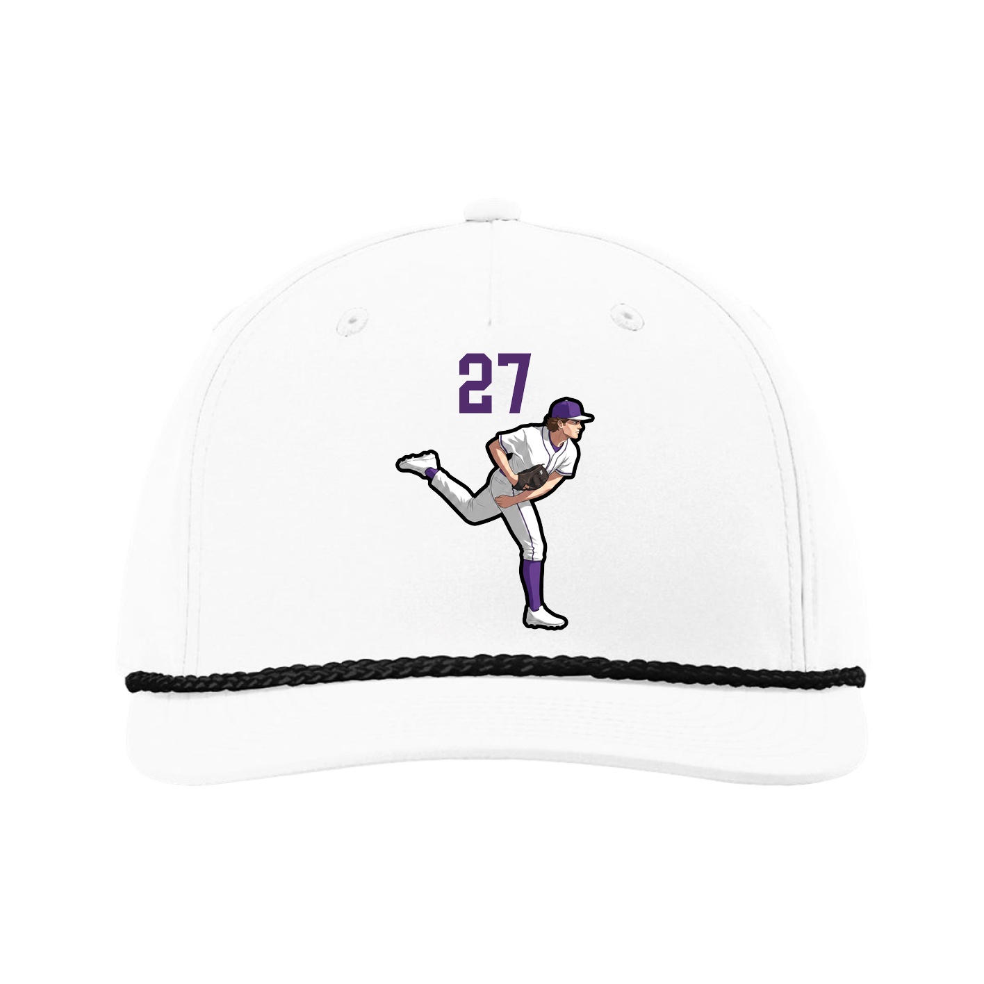 Five-Panel Classic Rope Cap — Number Top in White