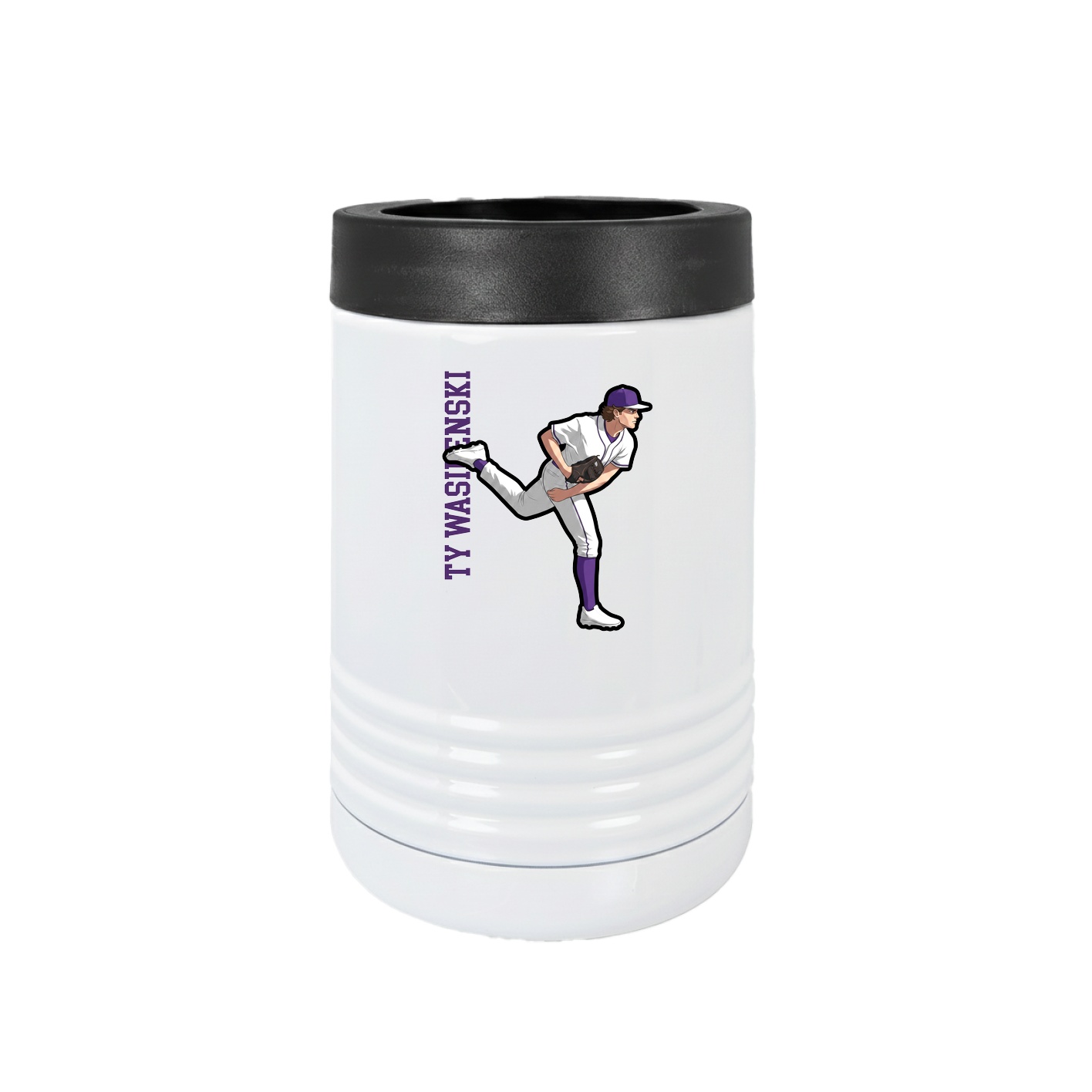 Beverage Holder — Name Vertical in White