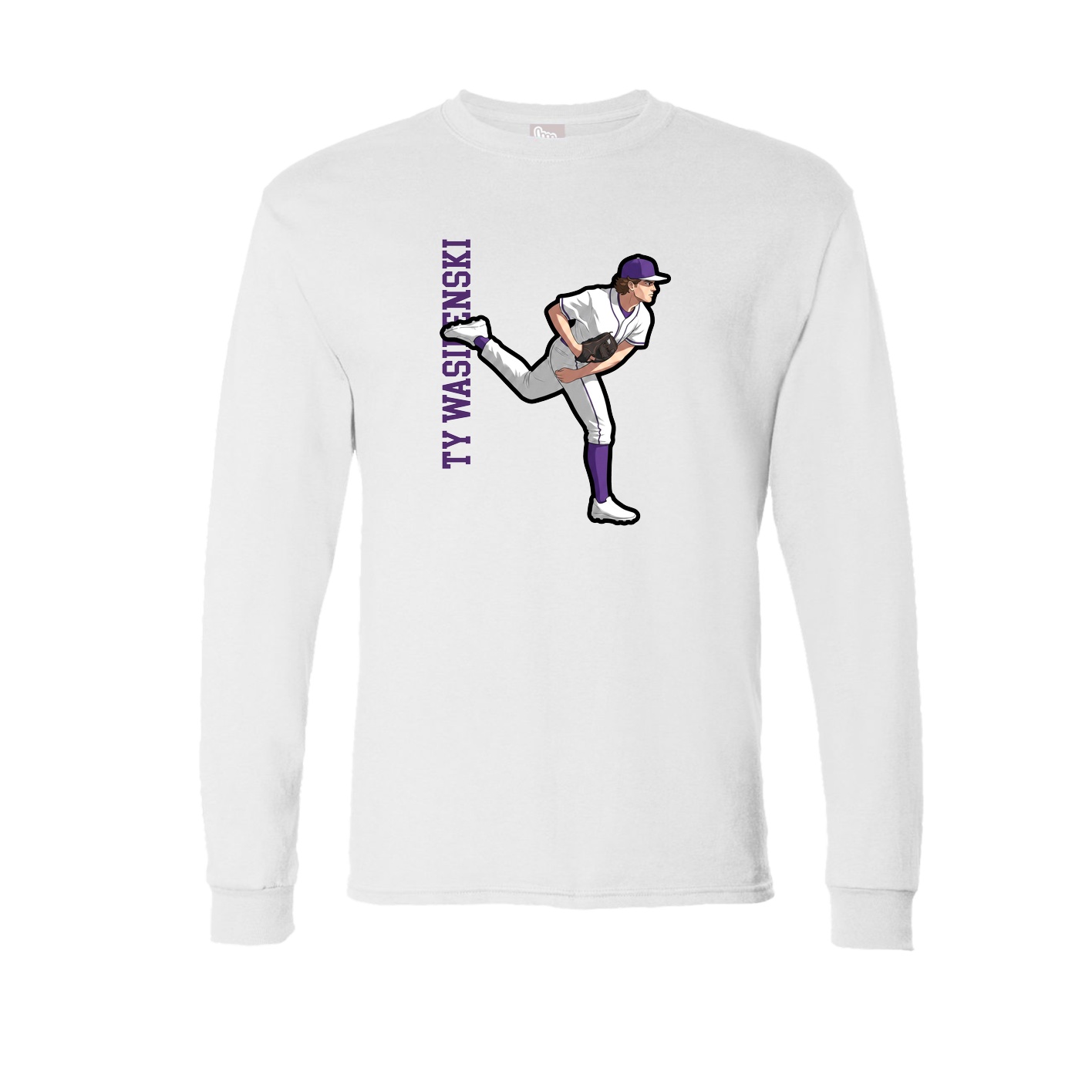 Long Sleeve Tee — Name Vertical in White
