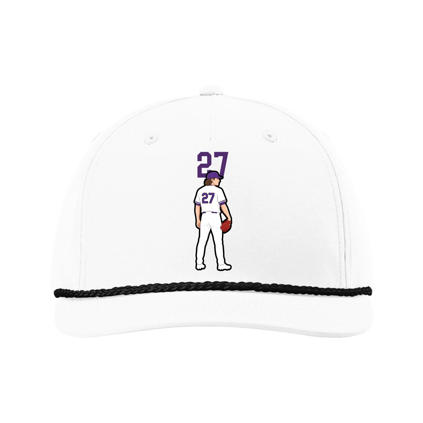 Five-Panel Classic Rope Cap — Number Top in White