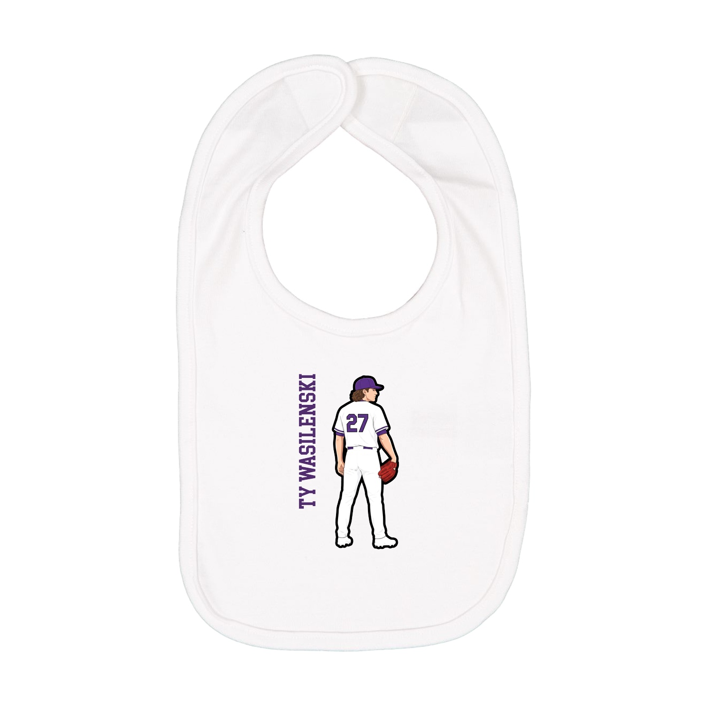 Infant Bib — Name Vertical in White