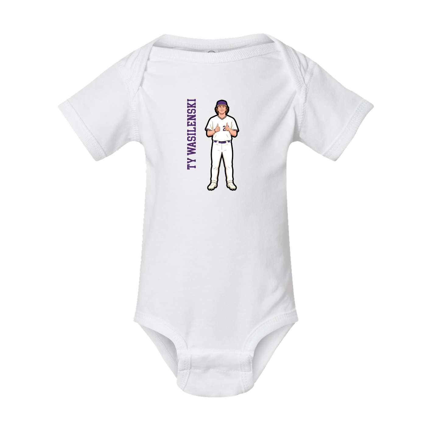 Baby Onesie — Name Vertical in White