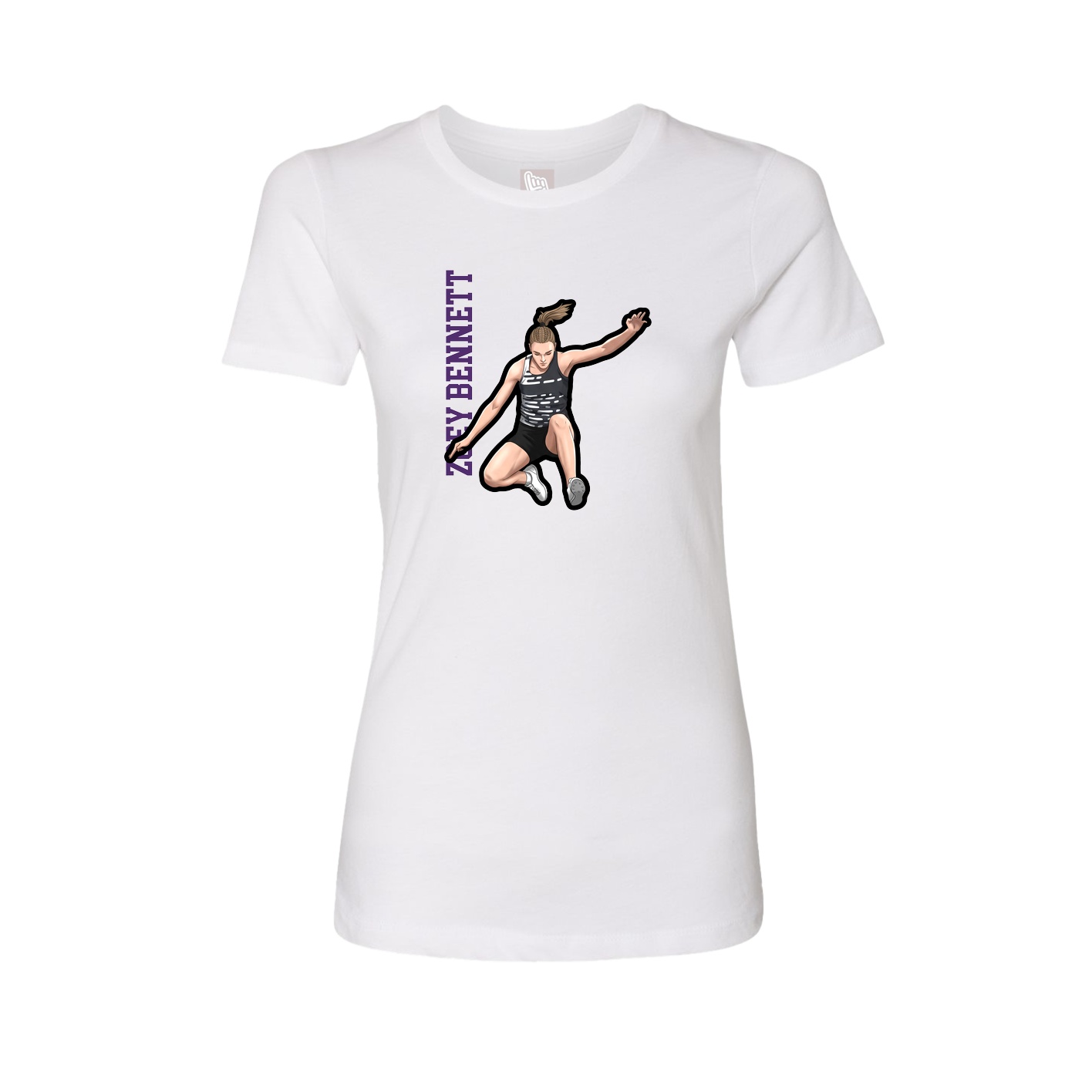 Fitted Women's Tee — Name Vertical in White