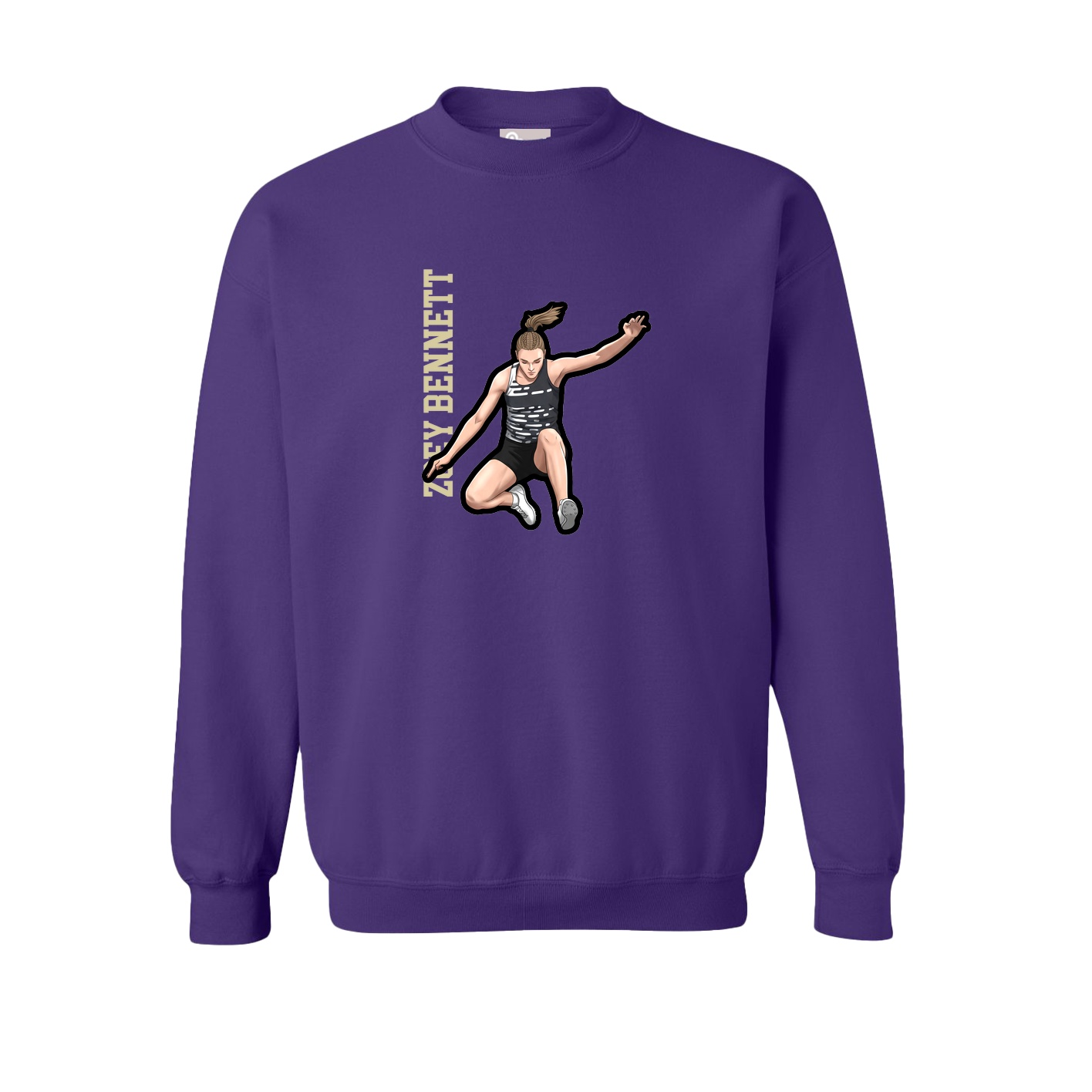 Fleece Crew — Name Vertical in Purple