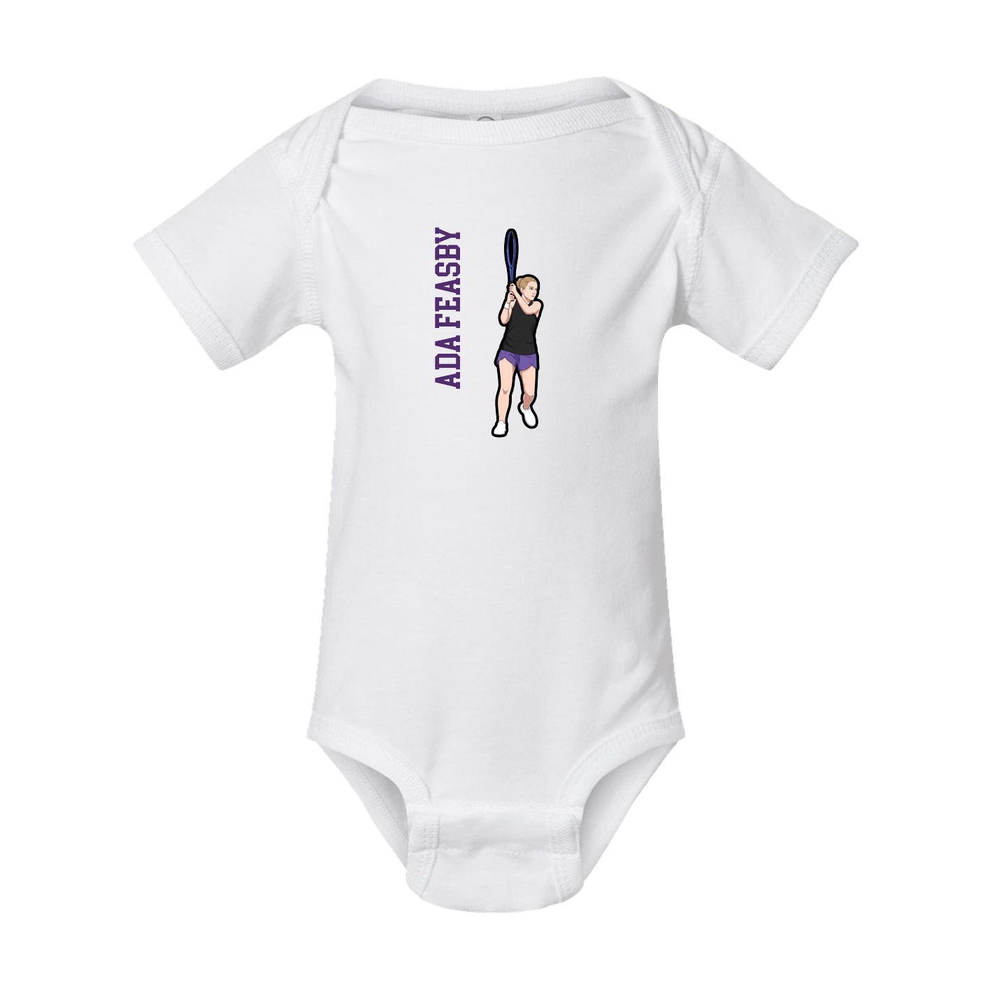 Baby Onesie — Name Vertical in White