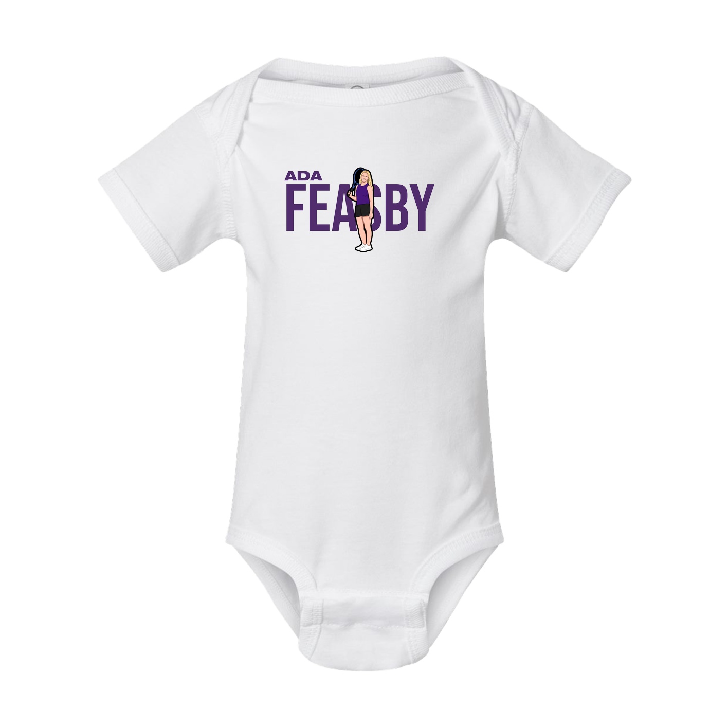 Baby Onesie — Player Name in White