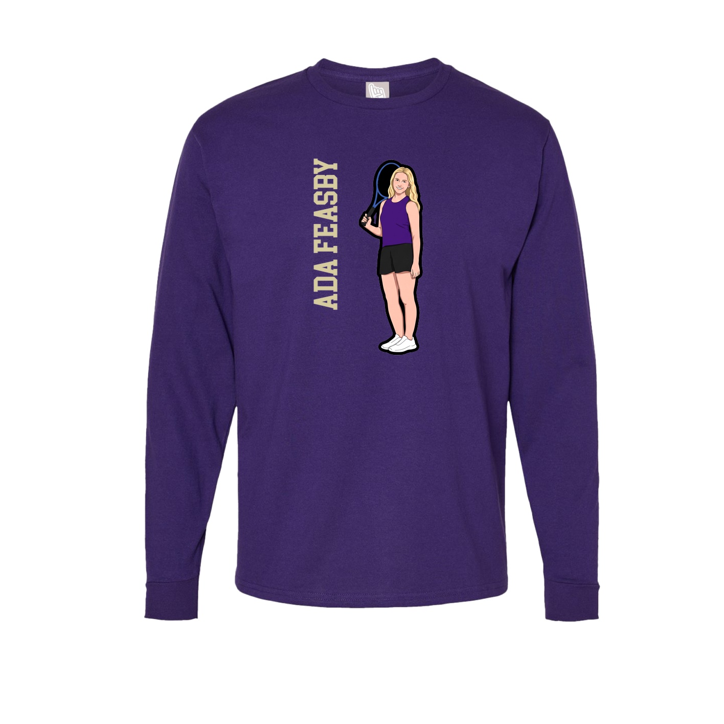 Long Sleeve Tee — Name Vertical in Purple