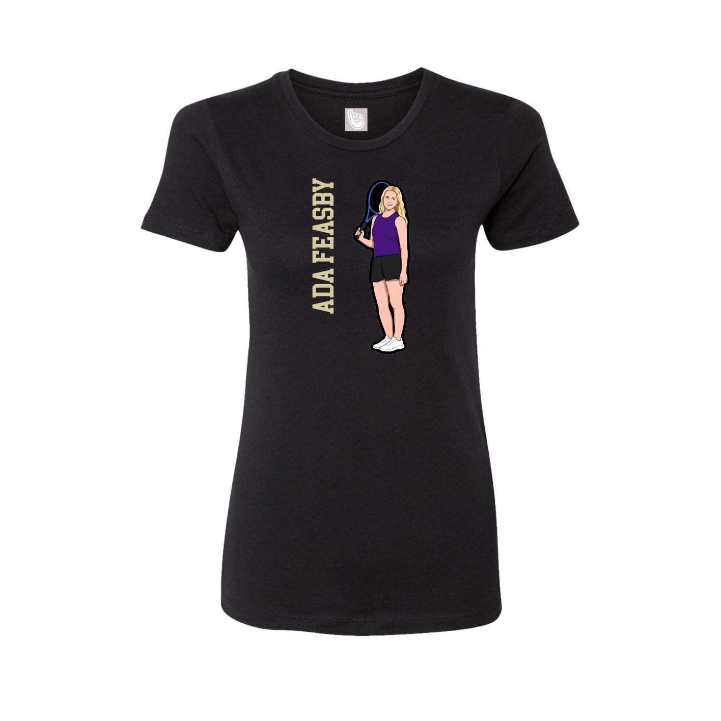 Fitted Women's Tee — Name Vertical in Black