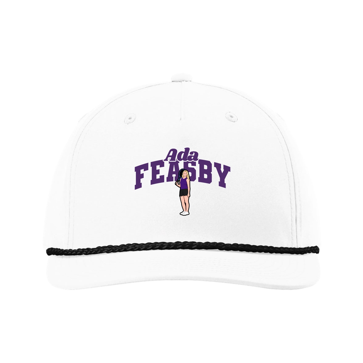 Five-Panel Classic Rope Cap — Signature Arch in White