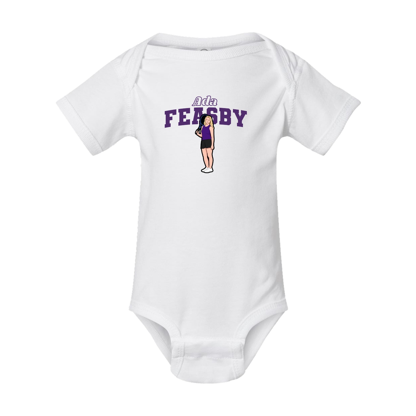 Baby Onesie — Name Arch in White