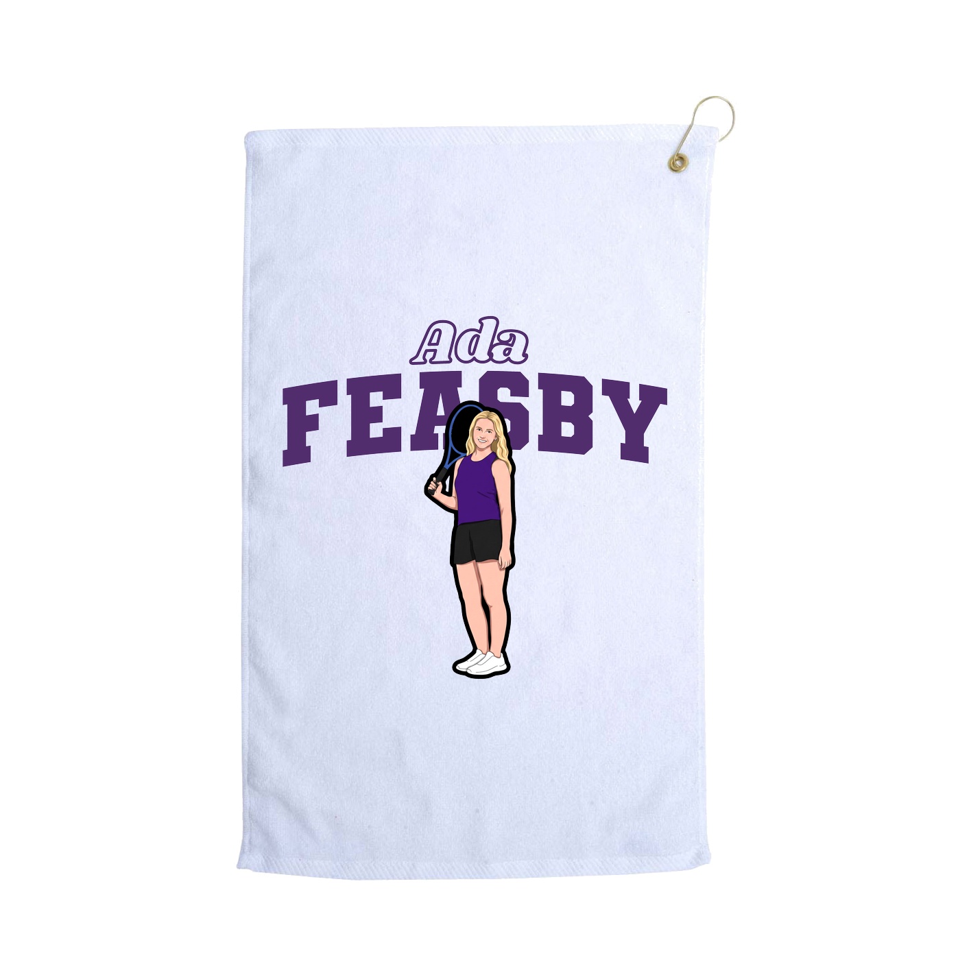 Golf Towel — Name Arch in White