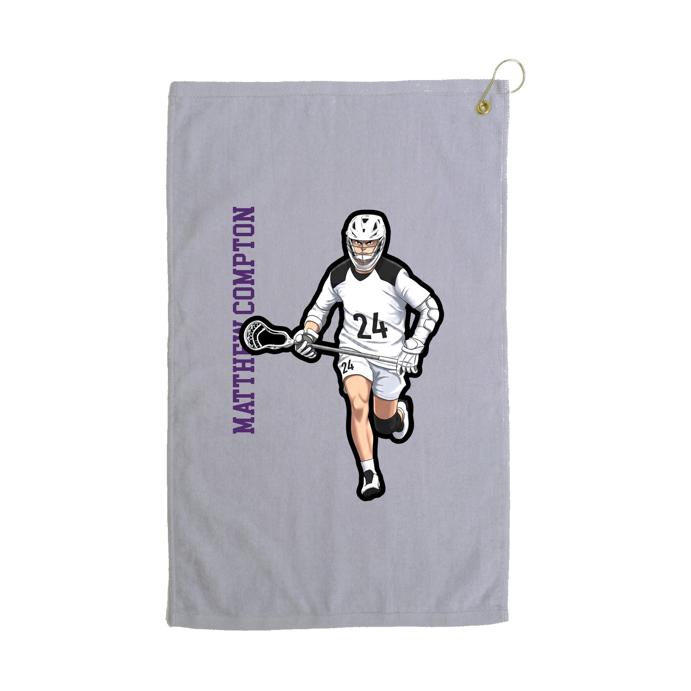 Golf Towel — Name Vertical in Grey