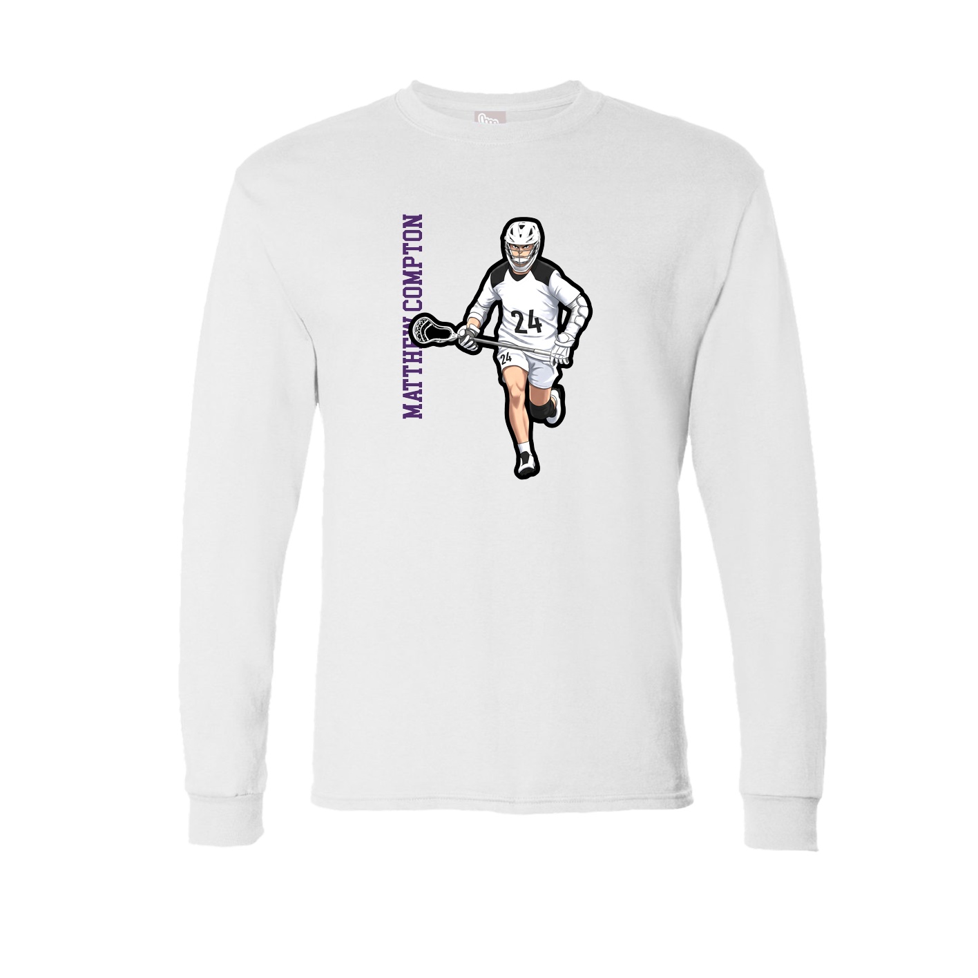 Long Sleeve Tee — Name Vertical in White
