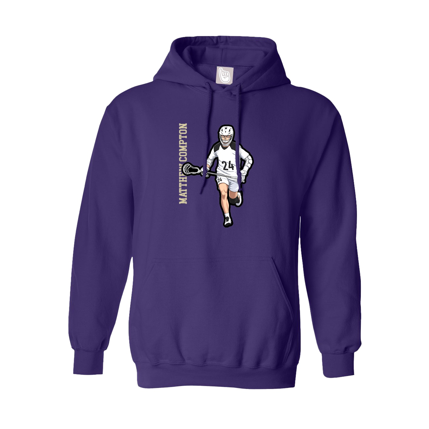 Hoodie — Name Vertical in Purple