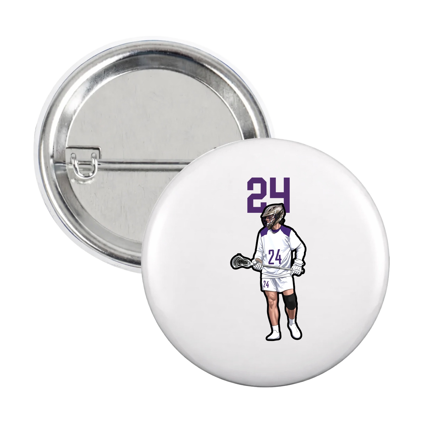 Game Day Button — Number Top in White
