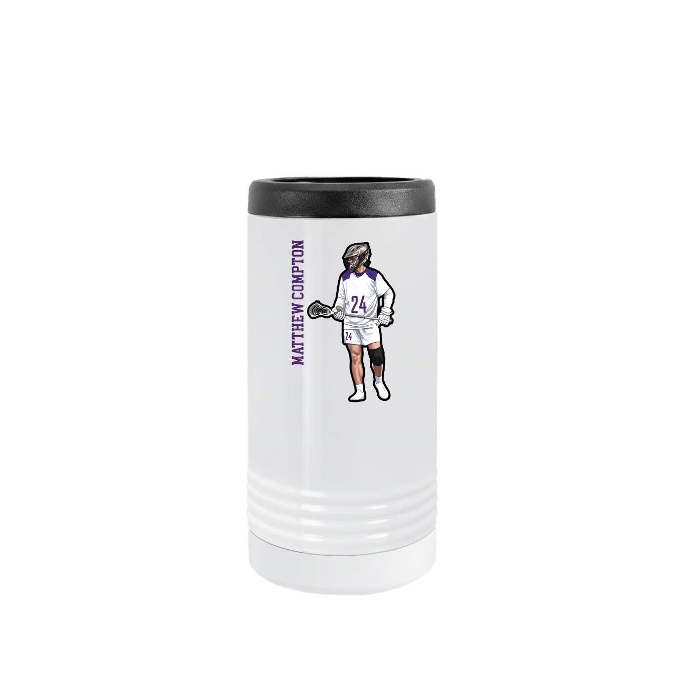 Slim Beverage Holder — Name Vertical in White